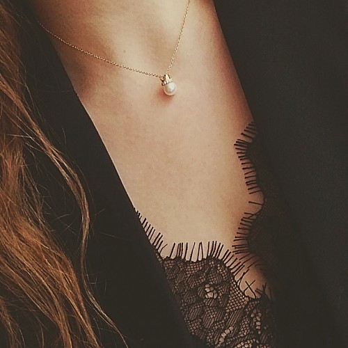 Κορώνα χρυσό κολιέ Κ14 με μαργαριτάρι