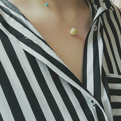 Κολιέ κοχύλι με μαργαριτάρι χρυσό Κ14