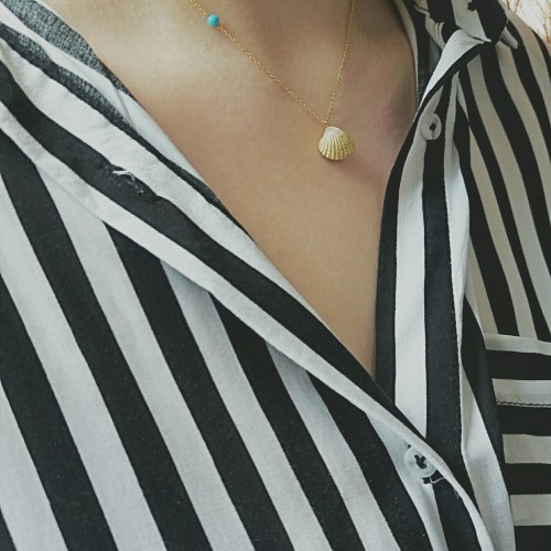 Κολιέ κοχύλι με μαργαριτάρι χρυσό Κ14