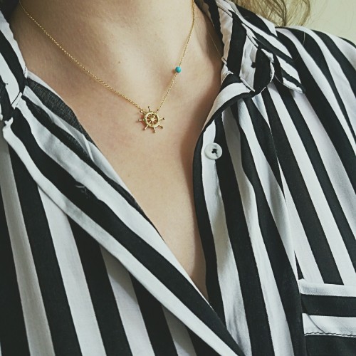 Χρυσό κολιέ ναυτικό τιμόνι Κ14