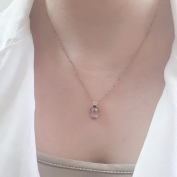 Ασημένιο κολιέ 925 σε ροζ χρώμα με κρύσταλλο