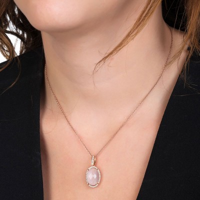 Ασημένιο κολιέ 925 σε ροζ χρώμα