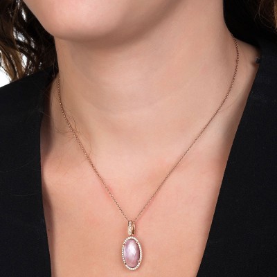 Ασημένιο κολιέ 925 σε ροζ χρώμα