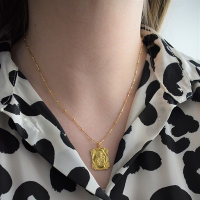 Ασημένιο επιχρυσωμένο κολιέ φυλαχτό 925