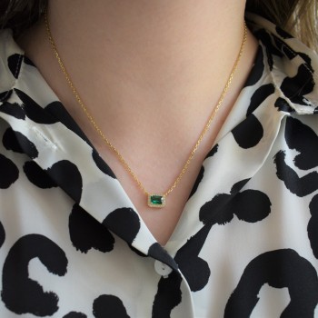 Ασημένιο επιχρυσωμένο κολιέ 925 με ζιργκόν