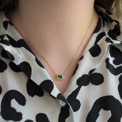 Ασημένιο επιχρυσωμένο κολιέ 925 με ζιργκόν