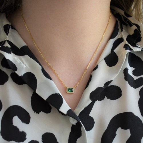 Ασημένιο επιχρυσωμένο κολιέ 925 με ζιργκόν