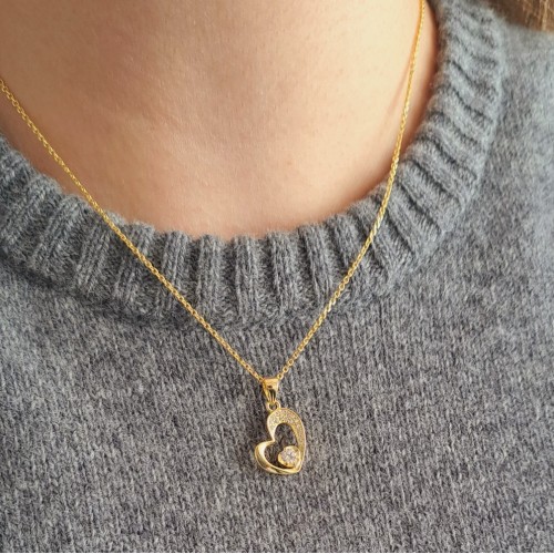 Επιχρυσωμένο ασημένιο κολιέ καρδιά 925