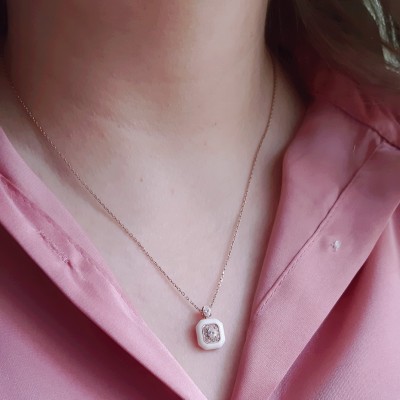 Ασημένιο κολιέ 925 σε ροζ χρώμα