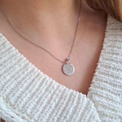 Ασημένιο κολιέ μαμά και μωρό 925