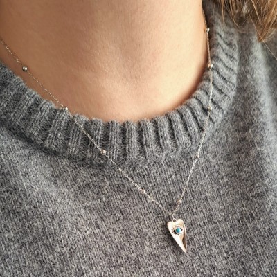 Ασημένιο κολιέ καρδιά μάτι 925