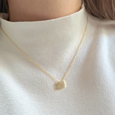 Ασημένιο επιχρυσωμένο κολιέ κύκνος 925