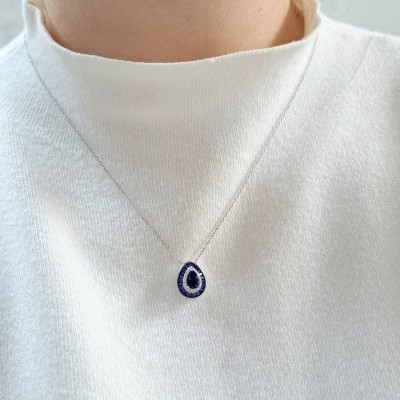 Ασημένιο κολιέ σταγόνα 925 με ζιργκόν