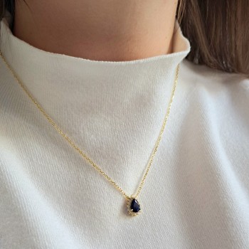 Ασημένιο επιχρυσωμένο κολιέ σταγόνα 925 με ζιργκόν