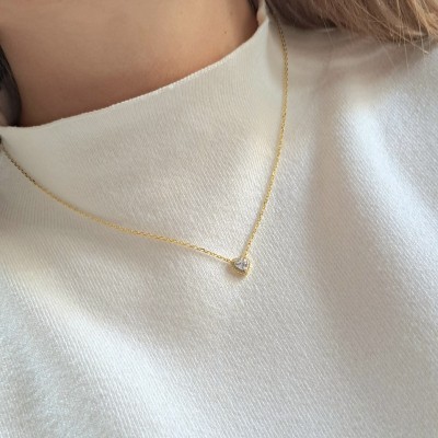 Ασημένιο επιχρυσωμένο κολιέ καρδιά 925 με ζιργκόν