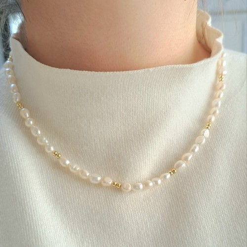 Ασημένιο επιχρυσωμένο κολιέ 925 με πέρλες