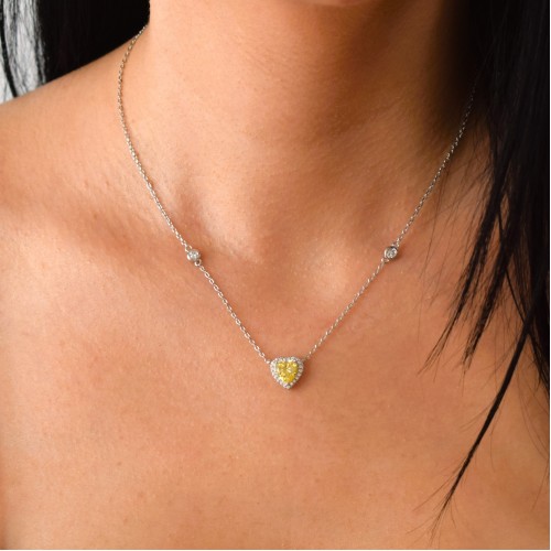 Ασημένιο κολιέ καρδιά 925 με ζιργκόν