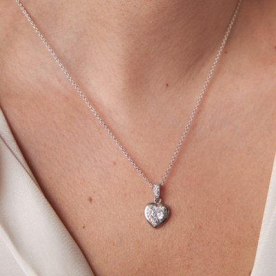 Ασημένιο κολιέ καρδιά 925 με ζιργκόν