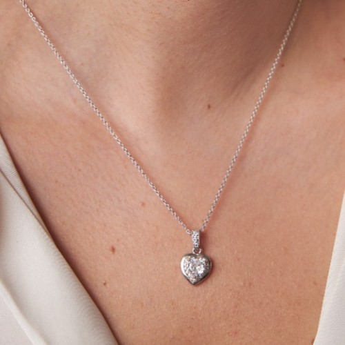 Ασημένιο κολιέ καρδιά 925 με ζιργκόν