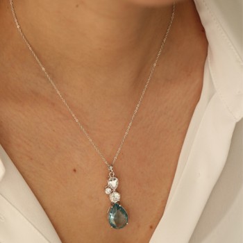 Ασημένιο κολιέ σταγόνα 925 με ζιργκόν