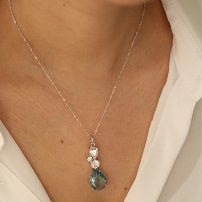 Ασημένιο κολιέ σταγόνα 925 με ζιργκόν