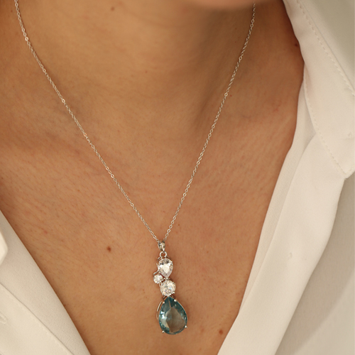 Ασημένιο κολιέ σταγόνα 925 με ζιργκόν