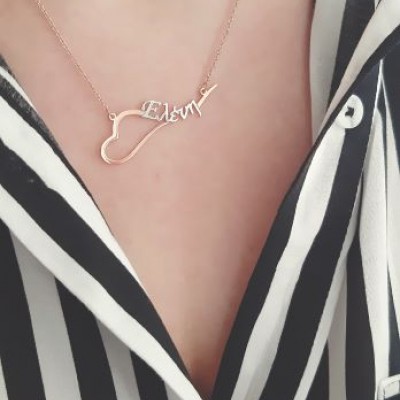 Κολιέ όνομα από ροζ χρυσό Κ9