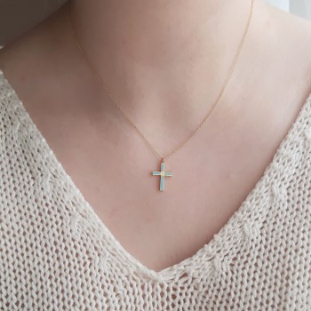 Χρυσό κολιέ Κ14 με σταυρό