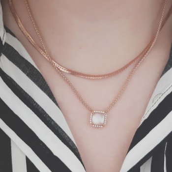 Ασημένιο κολιέ αλυσίδα 925 σε ροζ χρώμα