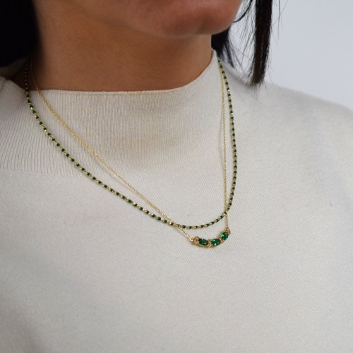 Χρυσό κολιέ αλυσίδα Κ14 με σμάλτο