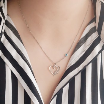 Ασημένιο κολιέ καρδιά νονά 925