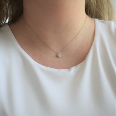 Λευκόχρυσο κολιέ Κ18 με διαμάντια