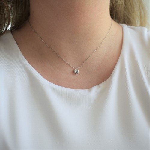 Λευκόχρυσο κολιέ Κ18 με διαμάντια