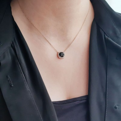 Cushion ροζ χρυσό κολιέ Κ14