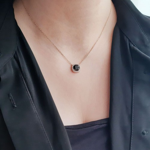 Cushion ροζ χρυσό κολιέ Κ14