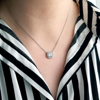 Cushion λευκόχρυσο κολιέ Κ14