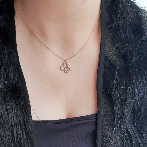 Ροζ χρυσό κολιέ ενωμένες καρδιές Κ14