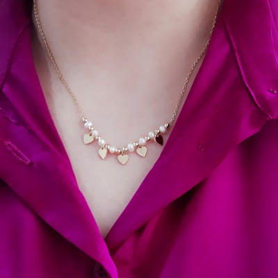 Ασημένιο επιχρυσωμένο κολιέ καρδιές 925