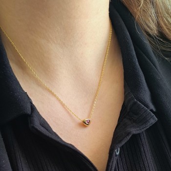 Ασημένιο επιχρυσωμένο κολιέ καρδιά 925 με ζιργκόν