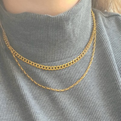 Ασημένιο επιχρυσωμένο κολιέ αλυσίδα 925