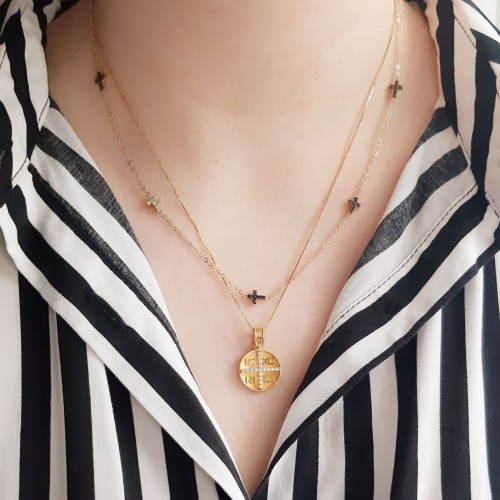 Χρυσό φυλαχτό Κ14 με αλυσίδα