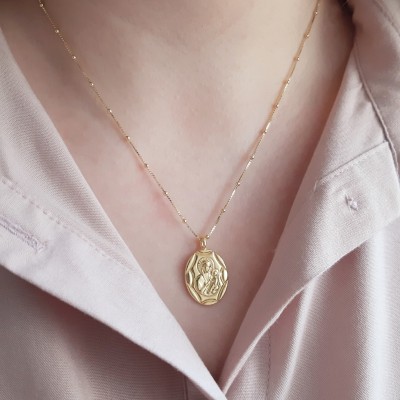 Ασημένιο επιχρυσωμένο κολιέ φυλαχτό 925