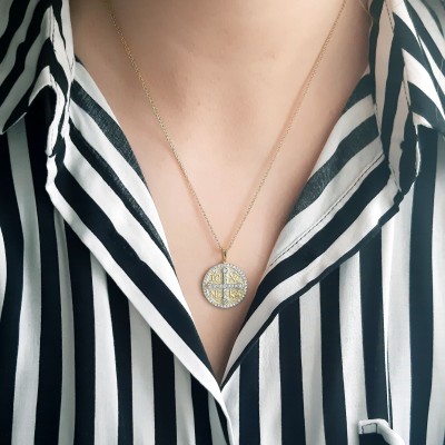 Χρυσό φυλαχτό διπλής όψης Κ9 με αλυσίδα