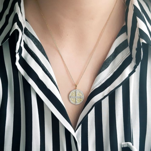 Χρυσό φυλαχτό διπλής όψης Κ9 με αλυσίδα