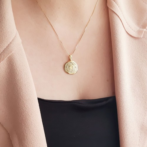 Χρυσό κωνσταντινάτο φυλαχτό Κ9 με αλυσίδα