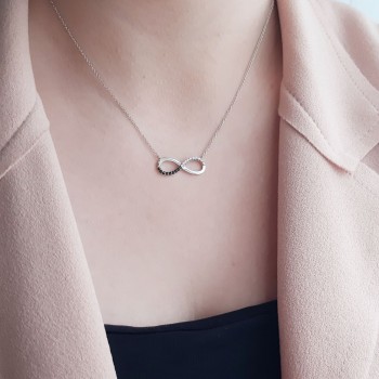 Λευκόχρυσο κολιέ απειρο Κ14 με ζιργκόν