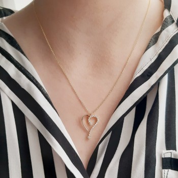 Χρυσό κολιέ καρδιά Κ14 με ζιργκόν