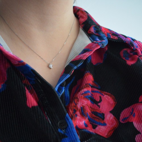 Λευκόχρυσο κολιέ καρδιά Κ14 με ζιργκόν