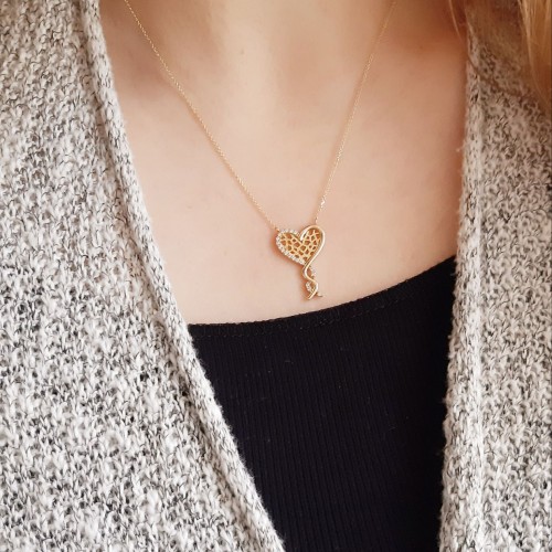 Χρυσό κολιέ καρδιά Κ14