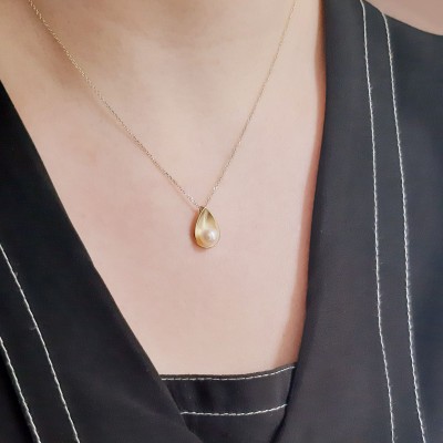 Χρυσό κολιέ σταγόνα Κ14 με μαργαριτάρι